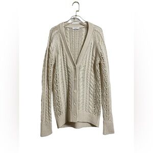 Equipment Cashmere Blend Cream Cable Knit Sweater Cardigan